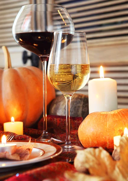 Höstens plats inställningen. Thanksgiving middag — Stockfoto