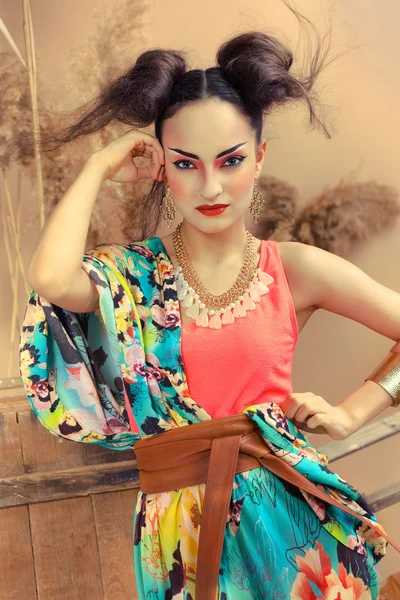 Stylized portrait of a Japanese geisha — Stock Photo, Image