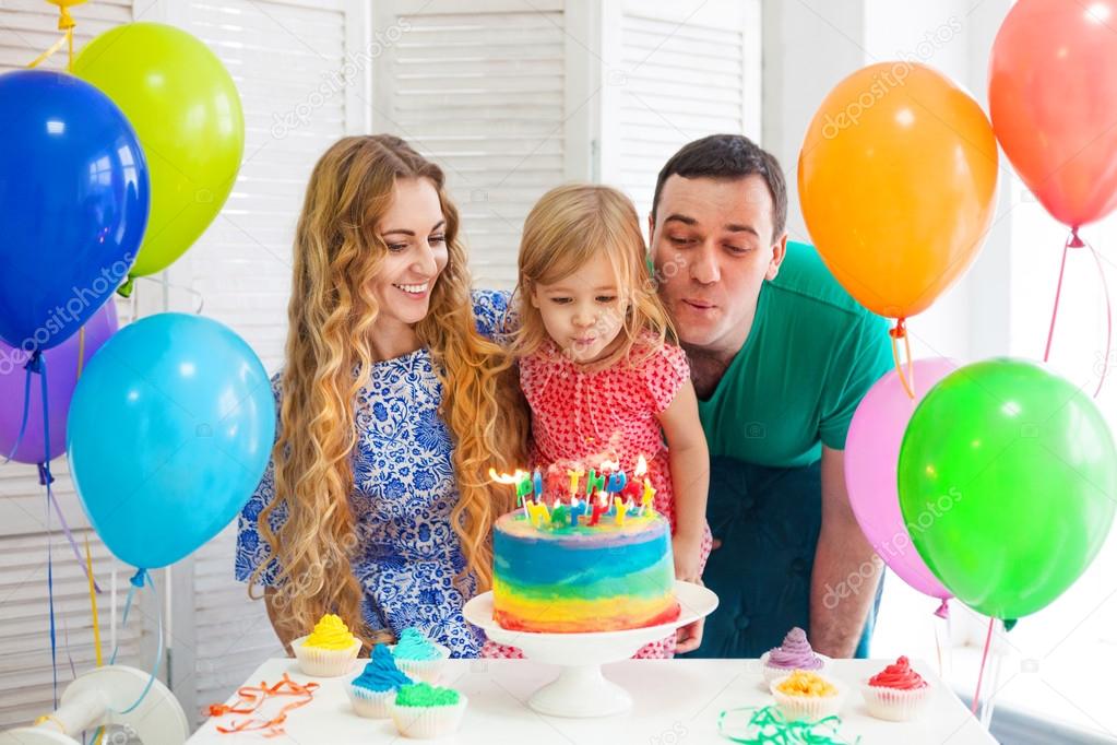 Family celebrating birthday