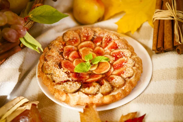 Torta di fichi fatta in casa con noci e miele — Foto Stock