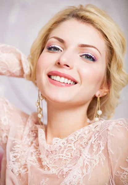 Portrait of young beautiful caucasian blond girl — Stock Photo, Image