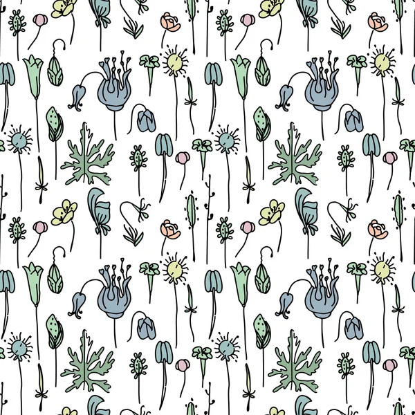 Seamless pattern with floral seeds. Endless texture for your design, announcements, postcards, posters. — Wektor stockowy