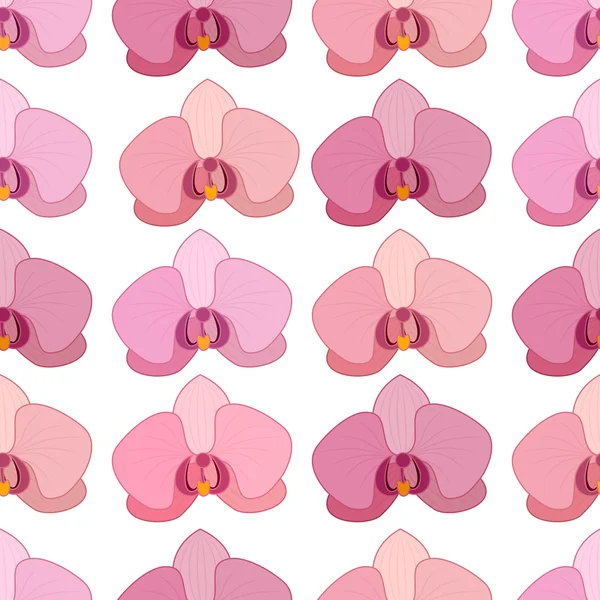 Nahtloses Muster mit stilisierten Orchideen. Endlose Textur für Ihr Design, romantische Grußkarten, Ankündigungen, Stoffe. — Stockvektor