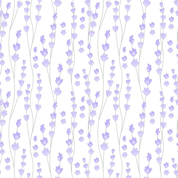 Patrón sin costura floral con ramas de lavanda estilizadas. Textura sin fin para su diseño, decoración, tarjetas de felicitación, carteles, invitaciones, publicidad . — Vector de stock