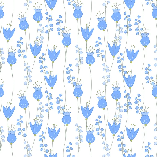 Patrón sin costura floral hecho de flores azules. Textura sin fin para el diseño romántico, decoración, tarjetas de felicitación, carteles, invitaciones, publicidad . — Archivo Imágenes Vectoriales