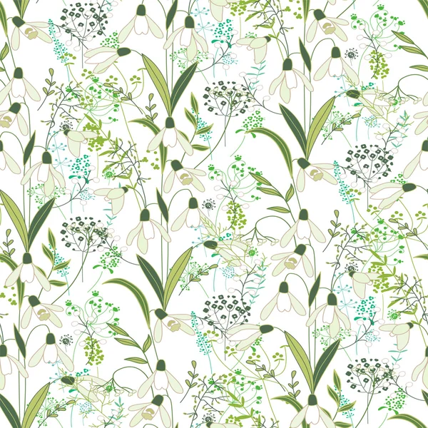 Motif sans couture avec de jolis gouttes de neige blanches stylisées. Texture infinie pour votre design, cartes de vœux, annonces, affiches . — Image vectorielle