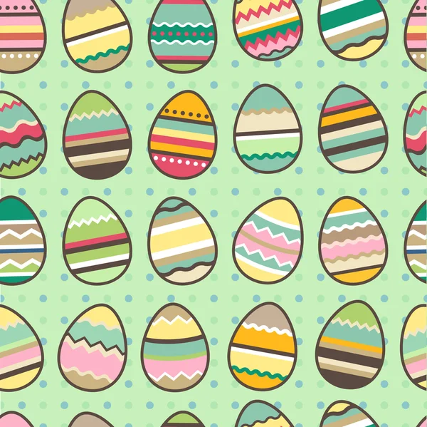 Festive spring seamless pattern. Endless texture with painted eggs and dots. For your design, greeting cards,  wrappings, fabrics, announcements. — Stock Vector