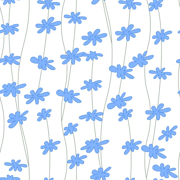 Florales nahtloses Muster aus blauen Blumen. Endlose Textur für romantisches Design, Dekoration, Grußkarten, Poster, Einladungen, Werbung. — Stockvektor