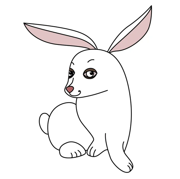 White funny rabbit looking at camera. — Stok Vektör