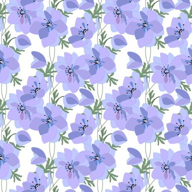 Bahar anemonları yapılmış çiçek dikişsiz desen. Romantik tasarım, dekorasyon, tebrik kartları, posterler, davetiyeler, reklam için sonsuz doku.