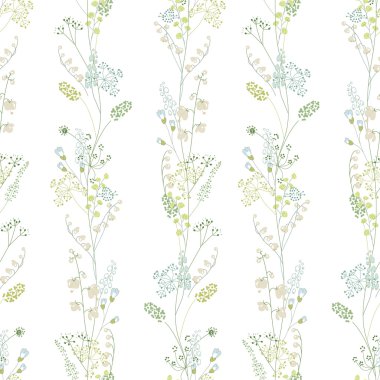 Yeşil otlar ile Çiçek dikişsiz desen. Romantik tasarım, dekorasyon, tebrik kartları, posterler, davetiyeler, reklam için sonsuz doku.
