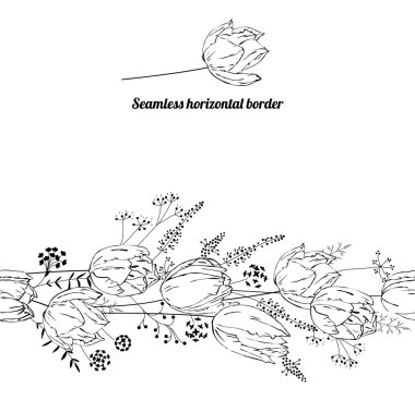 Lale çiçek sonsuz desen fırçası yaptı. Romantik tasarım, Dekorasyon, tebrik kartları, posterler, düğün davetiyeleri, reklam için çiçekler.