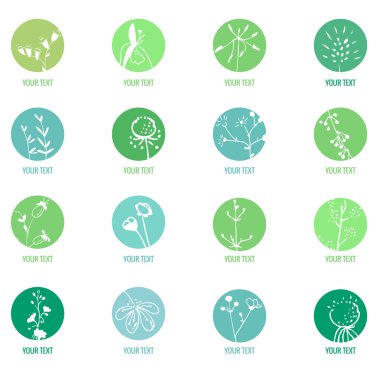 Otlar ile farklı simgeler ile ayarlayın. Tasarım, marka ve logonuz için şablon.