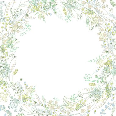 Vadinin stilize otlar ve zambaklar ile Çiçek kare tebrik kartı.