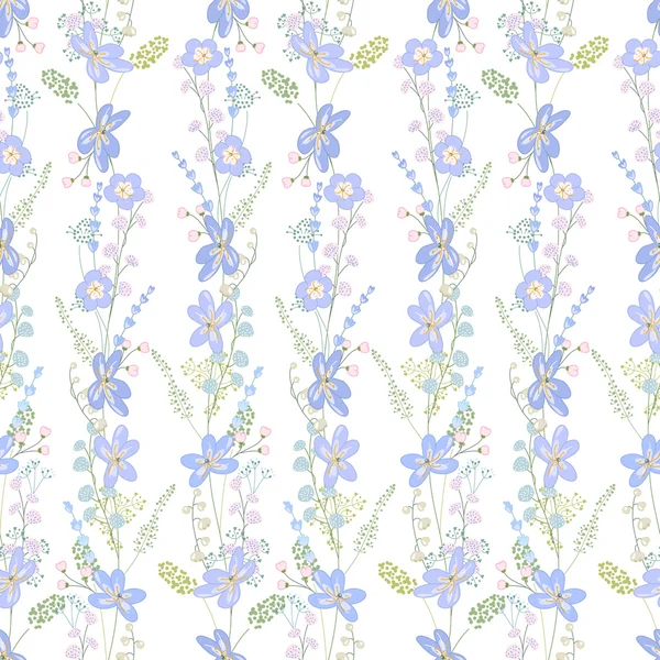 Padrão sem costura floral feito de flores azuis. Textura infinita para design de primavera, decoração, cartões de saudação, cartazes, convites, propaganda . —  Vetores de Stock