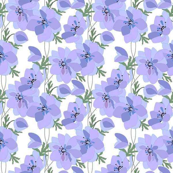 Padrão sem costura floral feito de anêmonas de primavera. Textura infinita para design romântico, decoração, cartões de saudação, cartazes, convites, propaganda . — Vetor de Stock