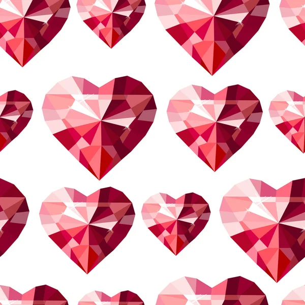 Patrón sin costuras con corazones de diamantes estilizados. Textura sin fin para su diseño, tarjetas de felicitación románticas, anuncios de boda, telas . — Vector de stock