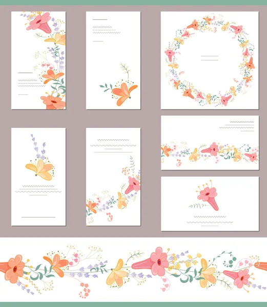 Modèles de printemps floral avec de jolies grappes de fleurs orange fantaisie. Pour design romantique, annonces, cartes de vœux, affiches, publicité . — Image vectorielle