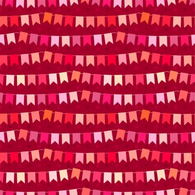 Kağıttan kesilmiş bayraklar asılı ile festival dikişsiz desen. Tasarım, tebrik kartları, düğün duyuruları, posterler için sonsuz doku.