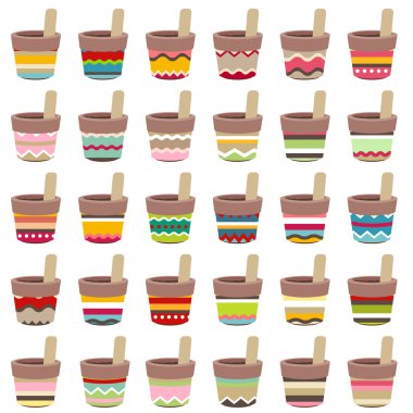 Bahçe saksıları. Beyaz üzerine izole bitkiler için tencere. Tasarım, reklam, poster için nesneler.