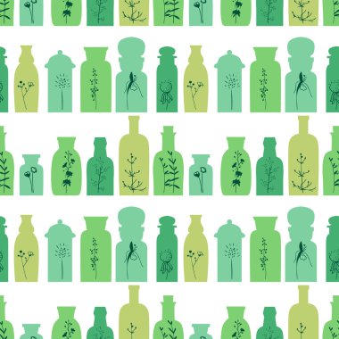 Küçük vintage şişe ile Seamless modeli. Tasarımınız için sonsuz doku
