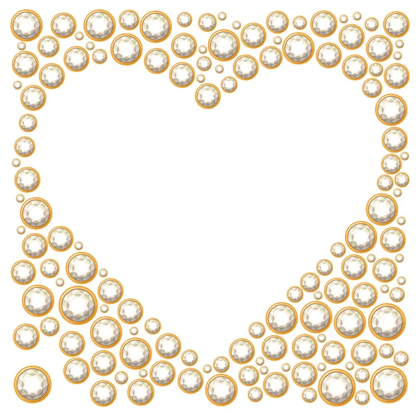 Порожня рамка серця з діамантів. Для весільного та романтичного дизайну, реклами, вітальних листівок, плакатів — стоковий вектор
