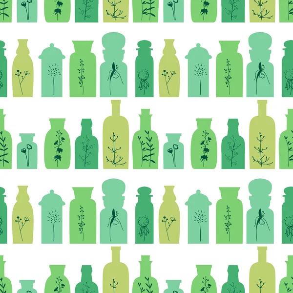 Бесшовный рисунок с маленькими винтажными бутылками. Бесконечная текстура для Вашего дизайна — стоковый вектор