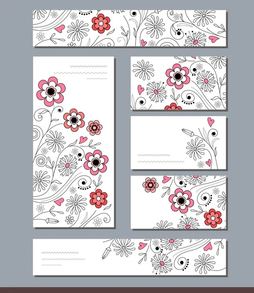 Templates with floral elements for branding and identity. For your design, announcements,  posters, advertisement. — Stock Vector