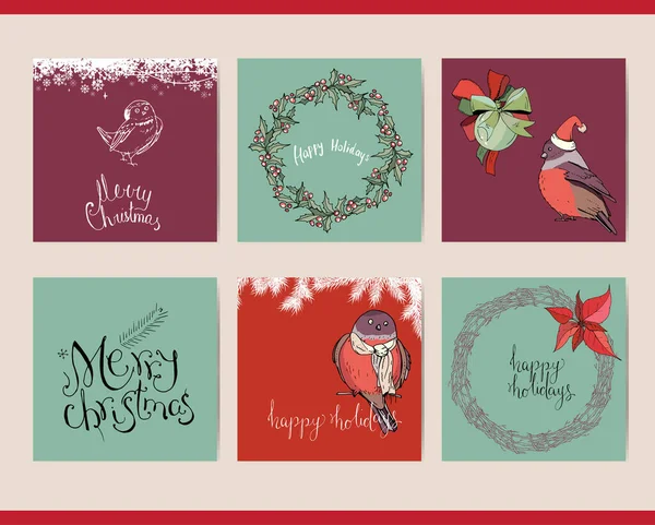 Set Con Diferentes Plantillas Cuadradas Navidad — Vector de stock