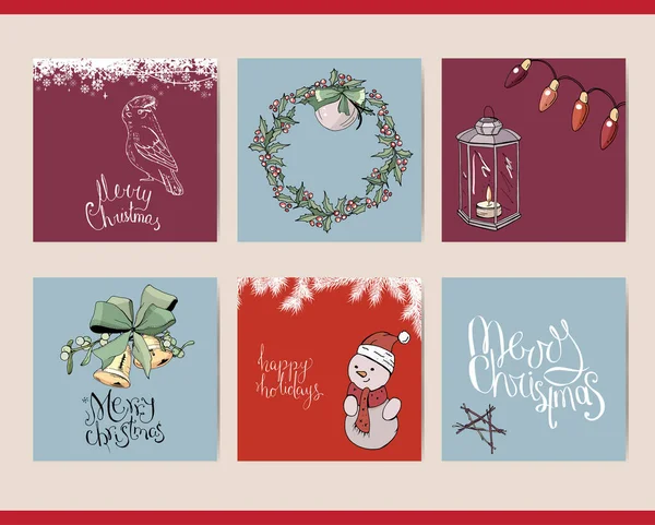 Set Con Diferentes Plantillas Cuadradas Navidad — Vector de stock