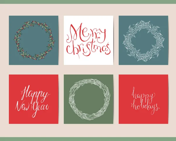 Set Different Square Christmas Templates — Stock Vector