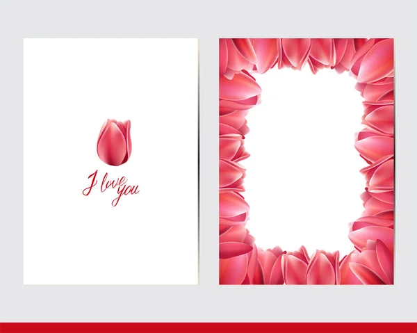 Cartes Vœux Avec Éléments Floraux Décoration Décor Avec Tulipes — Image vectorielle