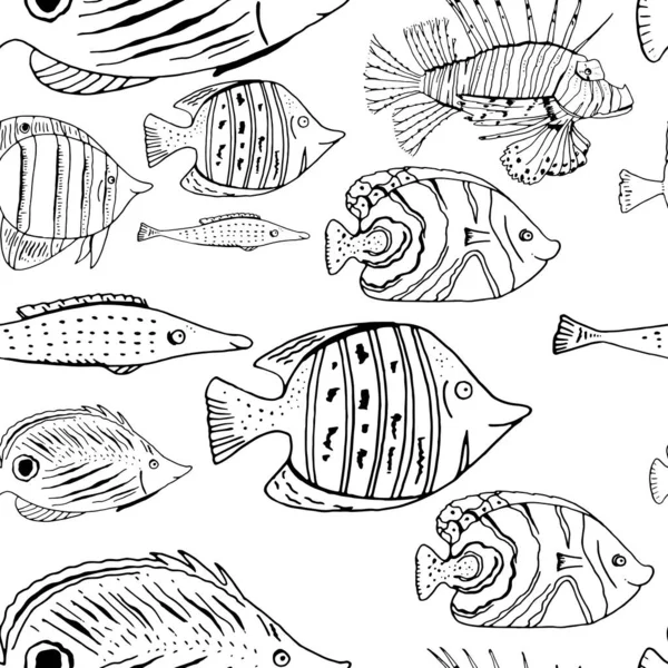 Nahtloses Muster Mit Korallenfischen Endlose Textur Für Ihr Design — Stockvektor