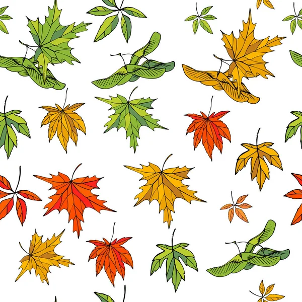 秋の葉とシームレスなパターン あなたのデザインのための無限のテクスチャ — ストックベクタ
