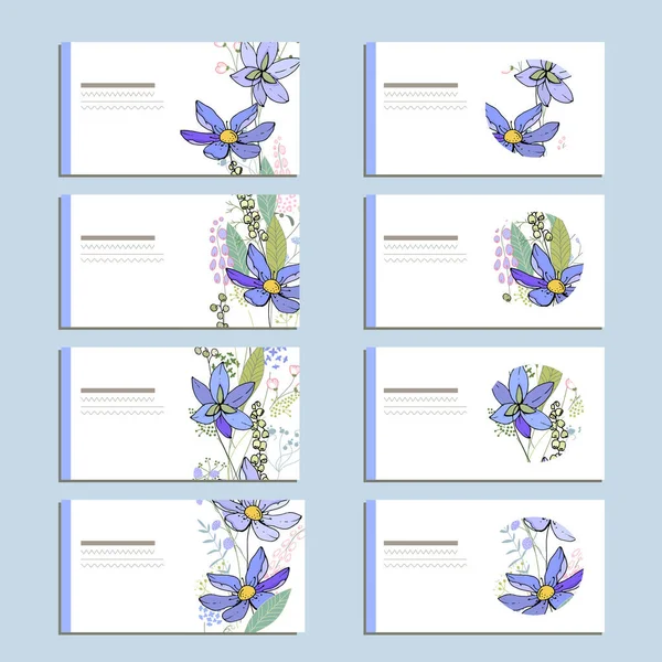 Conjunto Com Cartões Visita Para Design Floral Temporada — Vetor de Stock