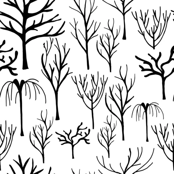 Seamless Pattern Winter Trees Endless Texture Your Design — Stock Vector