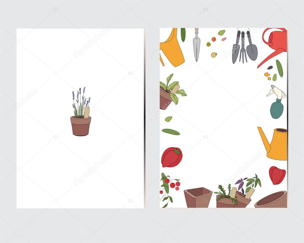 Greeting cards with garden gadgets