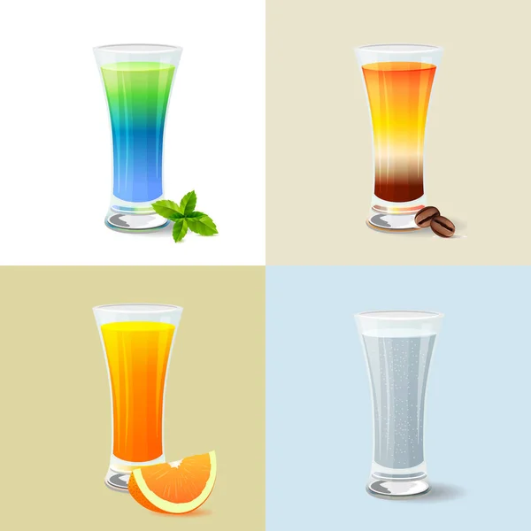 Verschillende Cocktails Sappen Een Glas — Stockvector