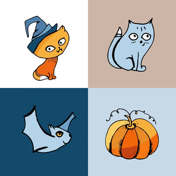 Doodle Símbolos Halloween Desenho Festivo Estação — Vetor de Stock