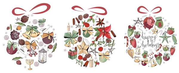 クリスマスの飾りのきれいなボール 季節のお祝いの要素とお祭りの装飾 シーズングリーティングカード ポスター 広告のために ヴィンテージスタイル — ストック写真
