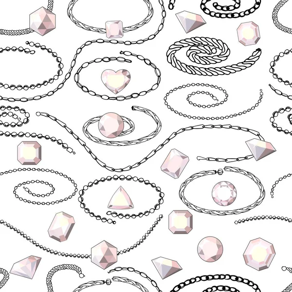 Seamless Pattern Jewels Chains Endless Texture Your Design — Stock Photo, Image