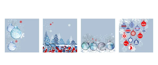 Set Different Christmas Templates Festive Symbols Winter Holiday — Stock Photo, Image