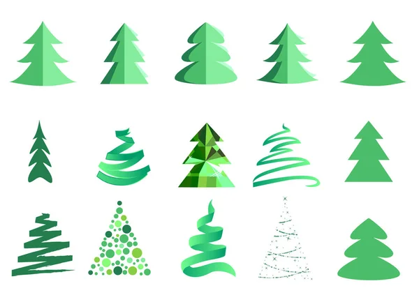 Set Stylized Christmas Trees Isolated White — Stock Photo, Image