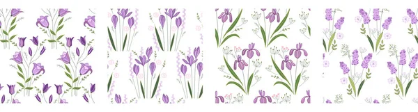 Płynne Wzory Wiosennymi Niebieskimi Kwiatami Niekończące Się Tekstury Dla Projektu — Zdjęcie stockowe
