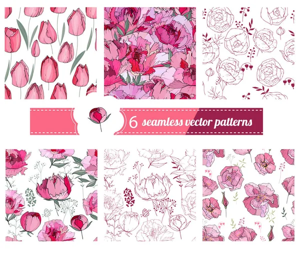 Bezešvé Vzory Stylizovanými Roztomilými Květy Nekonečné Textury Pro Sezónní Slavnostní — Stock fotografie