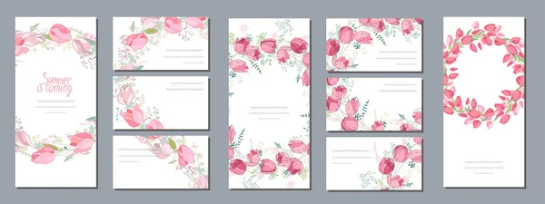 Floral Spring Templates Cute Flowers Romantic Wedding Design Announcements Greeting — Stock Photo, Image