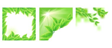 Yeşil yapraklı şablonlarla ayarla