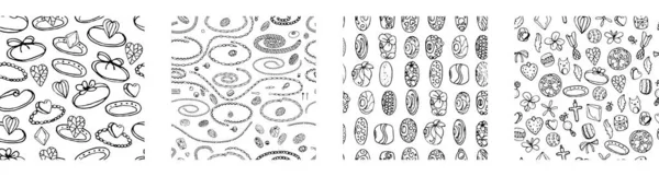 Безшовні Візерунки Прикрасами Намистинами Браслета Нескінченні Текстури Чорно Білий — стокове фото