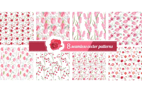 Patrones Sin Costuras Con Flores Lindas Estilizadas Texturas Interminables Para — Foto de Stock