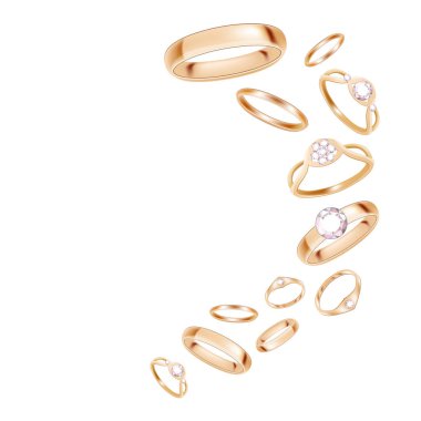 Beyaz arkaplanda izole edilmiş altın halkalar